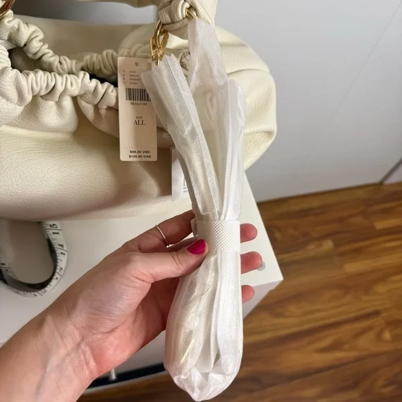 Anthropologie - Mali + Lili Nala Scrunched Faux Leather Bag Ivory Crossbody NWT - Picture 9 of 13